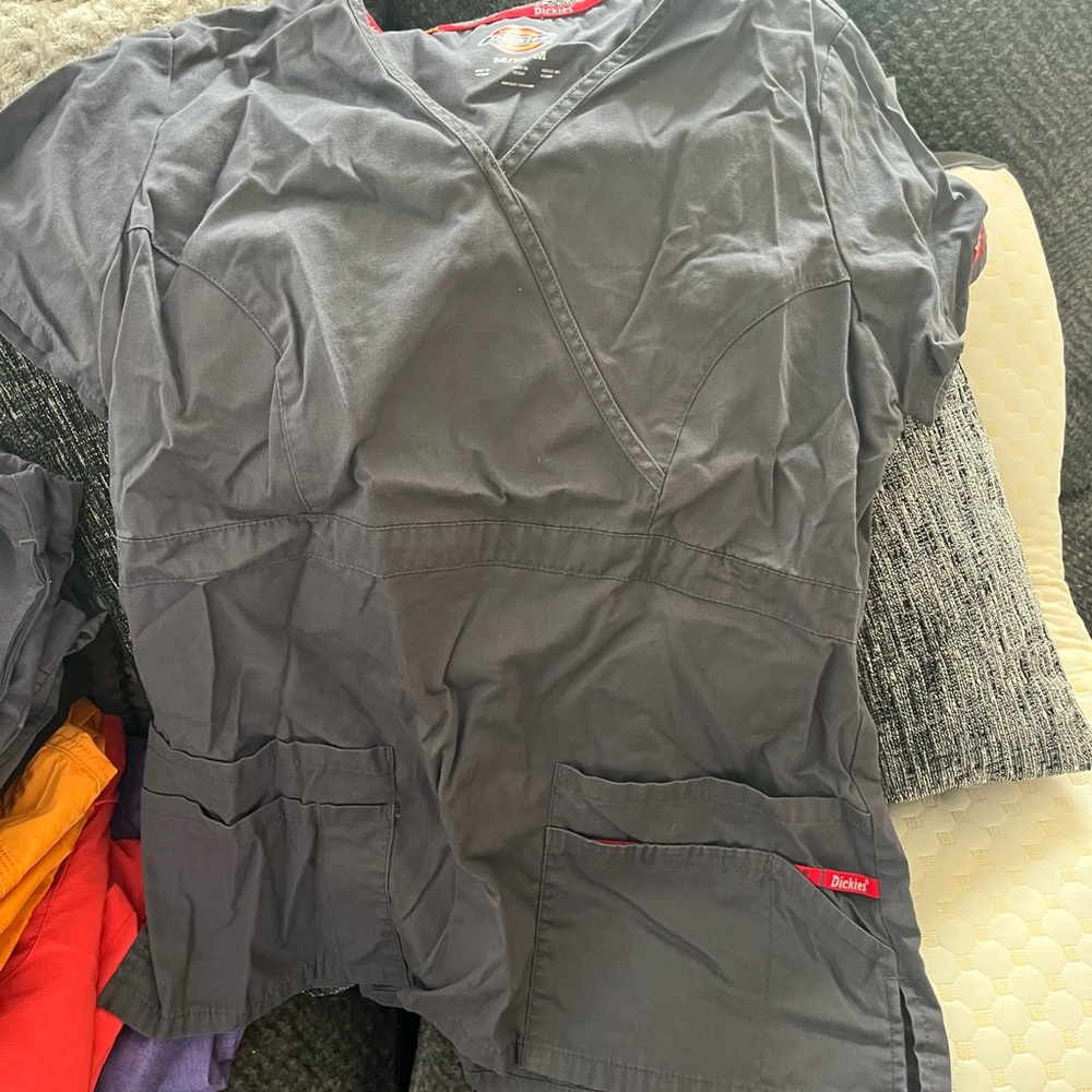 Dickies Charcoal Gray Scrub Top
